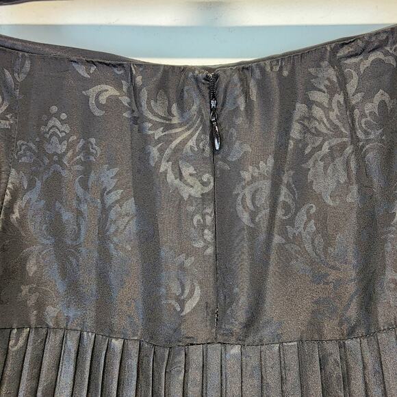 Dorothee Bis Pleated Skirt Size 8 Black Velvet Trim Acanthus A-line Whimsigoth - Picture 6 of 11